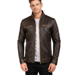 Hudson Brown Leather Biker Jacket