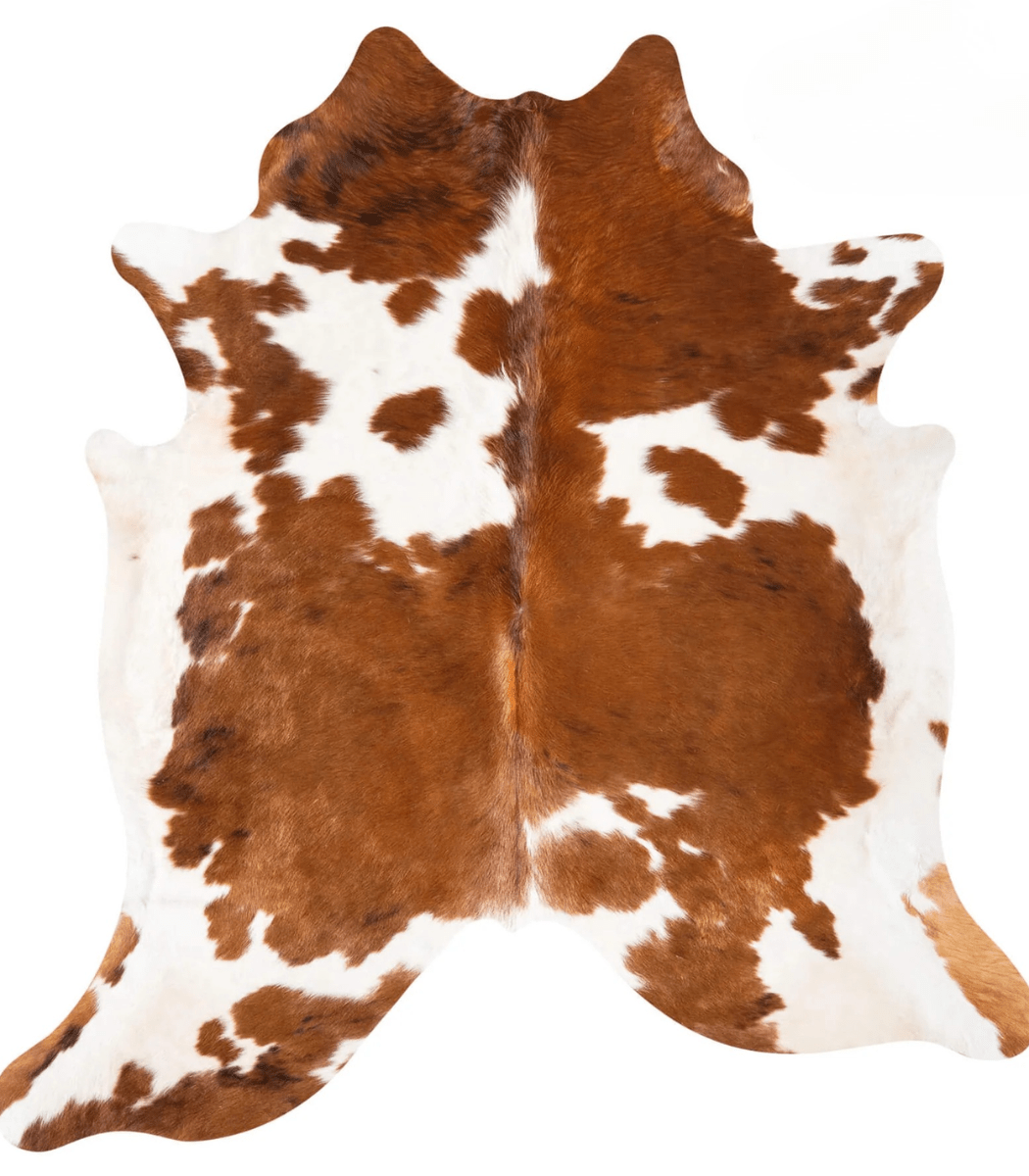 1 Tricolor Cowhide Rug Size 7'3 L x 6'11 W 9338 - Image 1