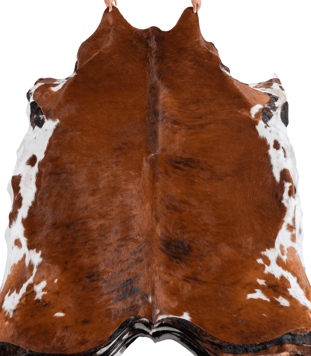 1 Tricolor Cowhide Rug Size 7'4 L x 7'0 W 8283 - Image 1