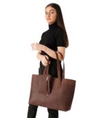 Vintage Distressed Brown Leather Tote Bag - Linnea