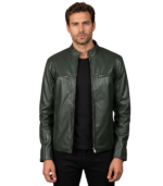 Ionic Green Leather Biker Jacket