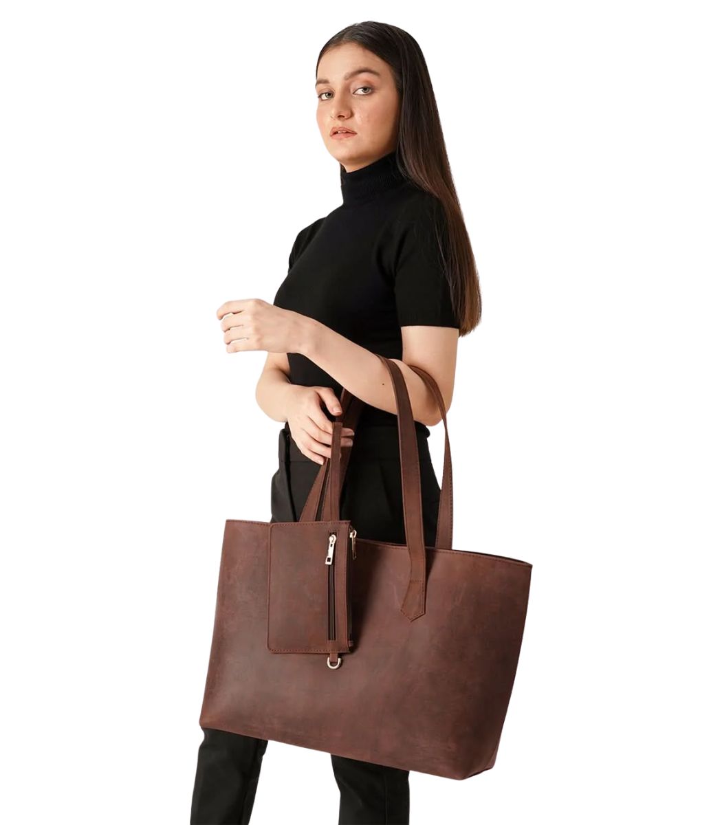 1 Vintage Distressed Brown Leather Tote Bag - Linnea - Image 1