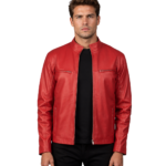 Ionic Red Leather Biker Jacket