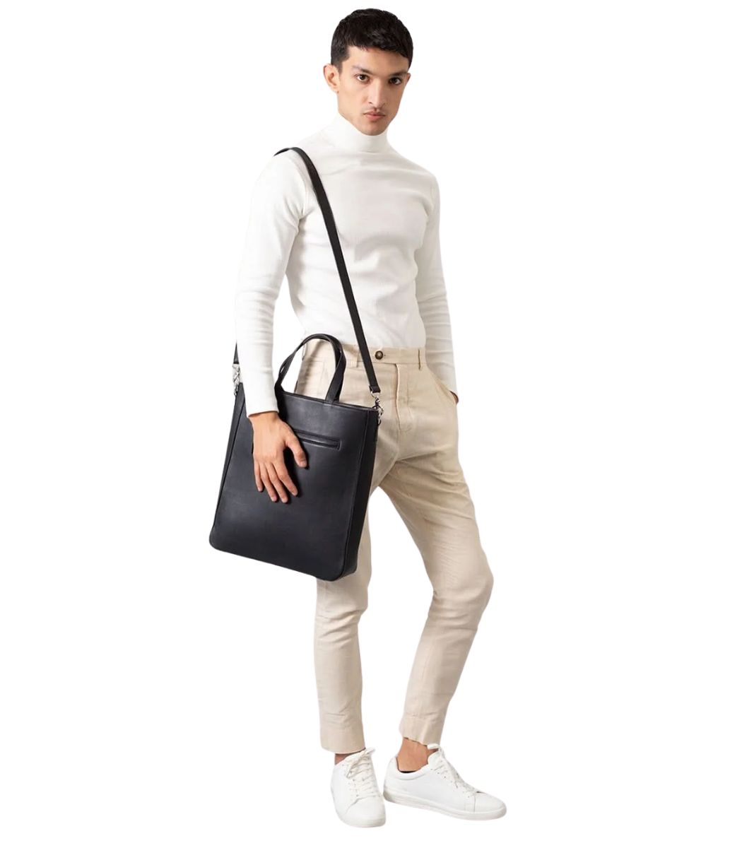 1 The Poet Black Leather Tote Bag - Image 1