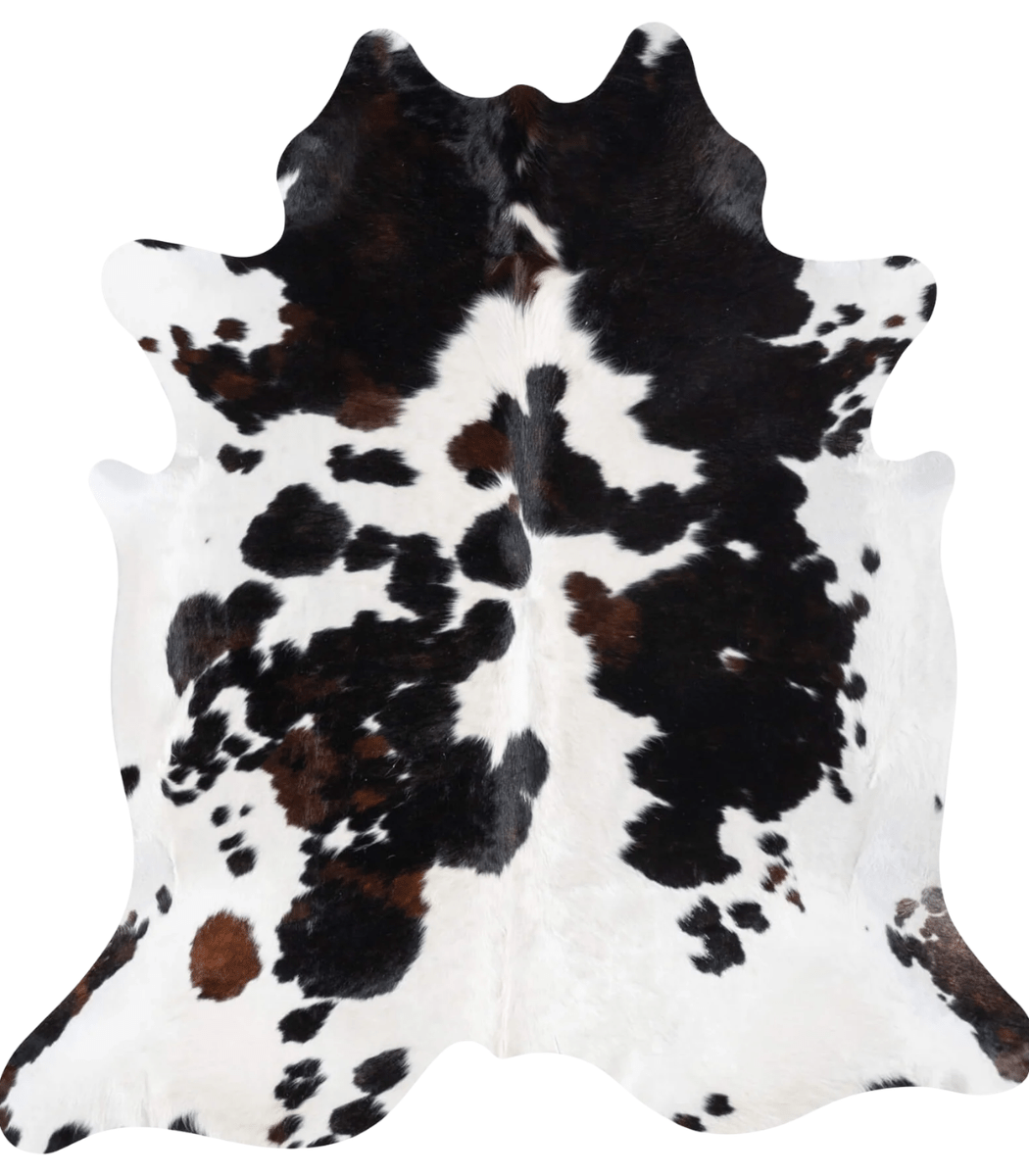 1 Black and White Cowhide Rug Size 7'2 L x 6'6 W 9312 - Image 1
