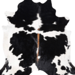 Black and White Cowhide Rug Size 7'2 L x 6'11 W 9334