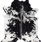 Black and White Cowhide Rug Size 7'8 L x 6'9 W 9358