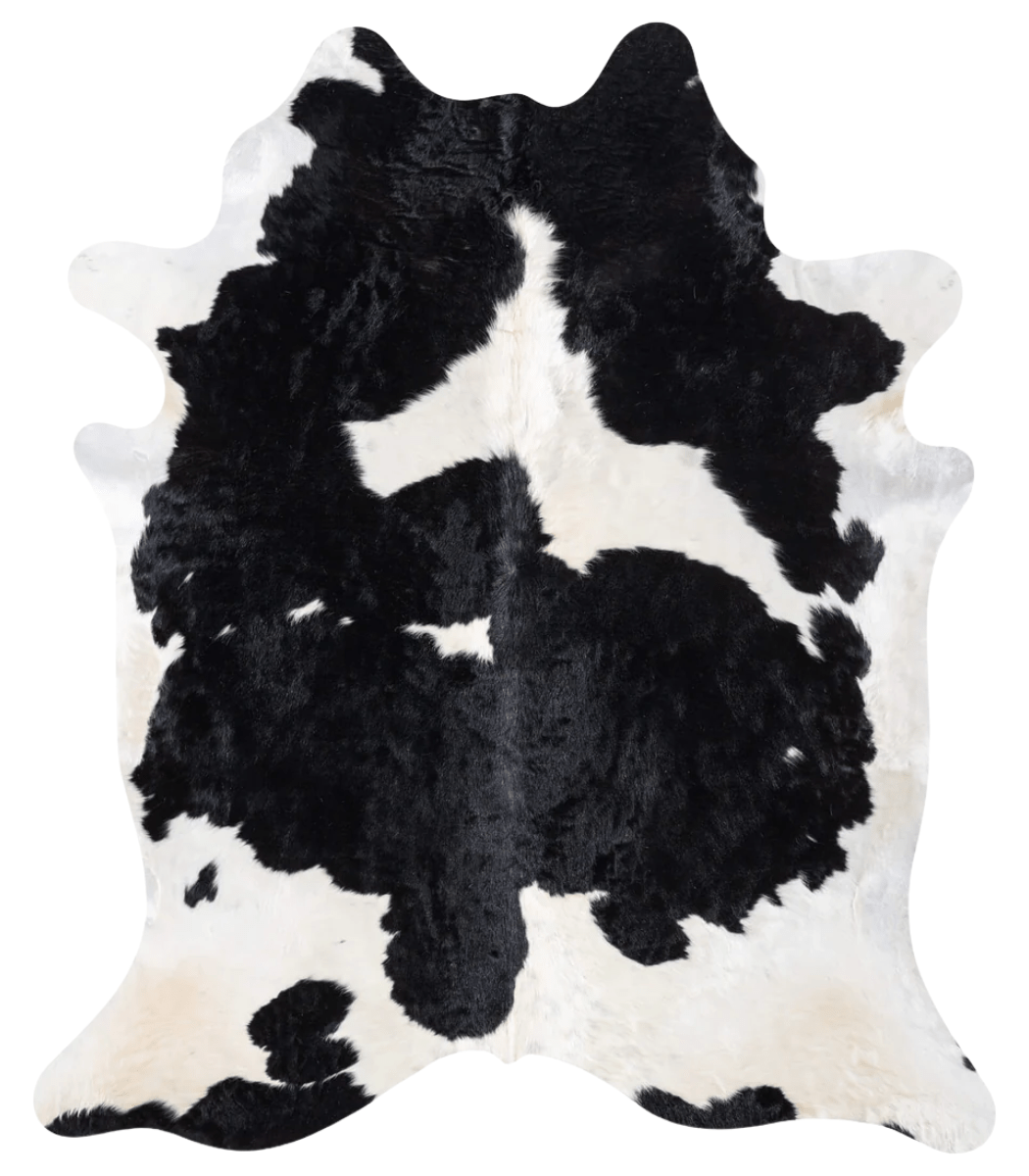 1 Black and White Cowhide Rug Size 7'9 L x 6'7 W 9319 - Image 1