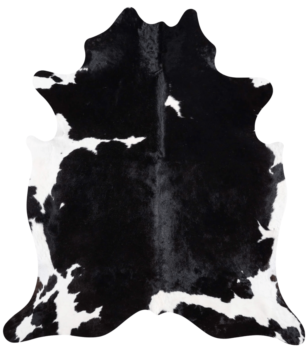 1 Black and White Cowhide Rug Size 7'9 L x 6'9 W 9259 - Image 1