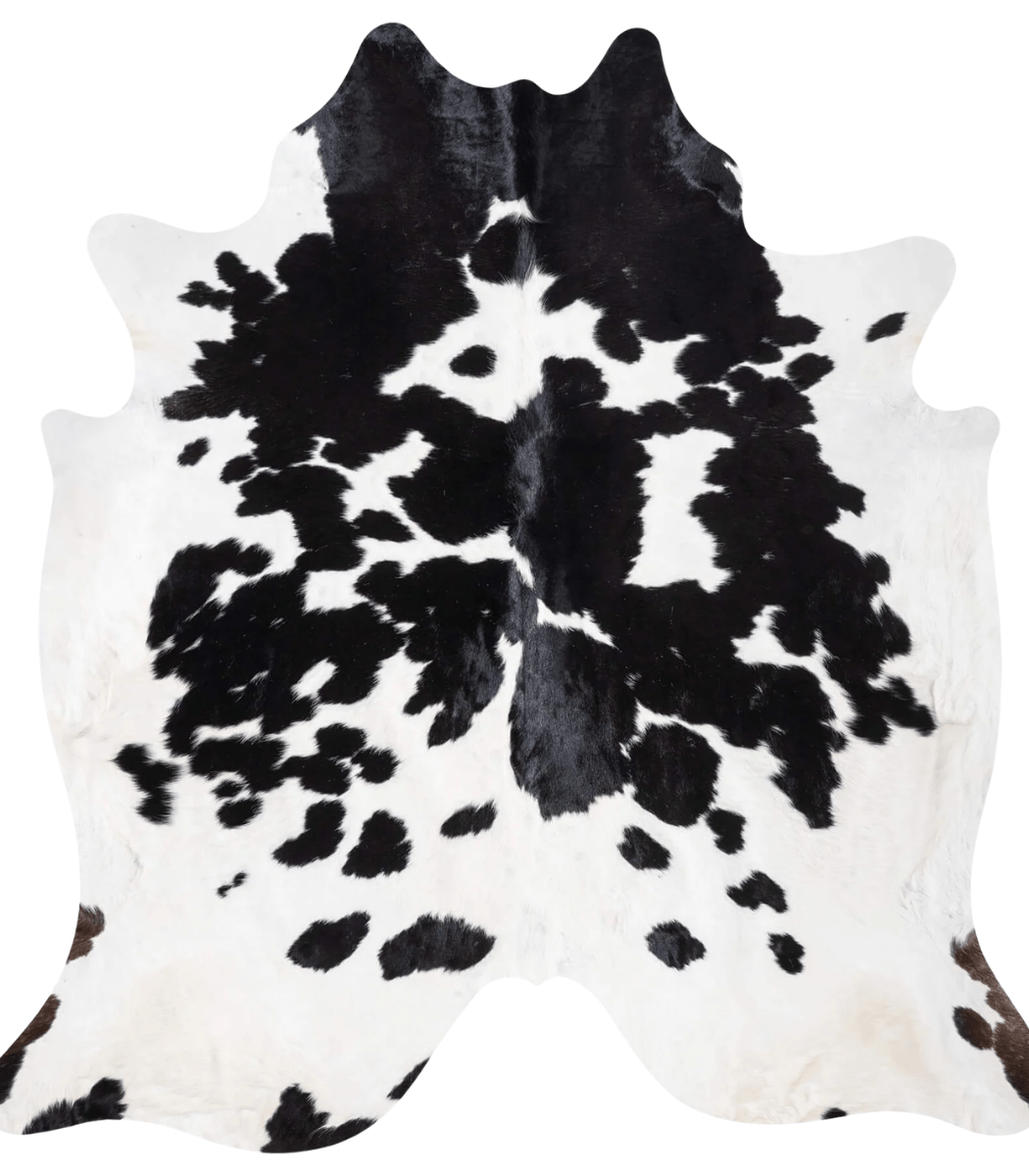 1 Black and White Cowhide Rug Size 7'9 L x 7'4 W 9322 - Image 1