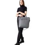 The Poet Grey Leather Tote Bag