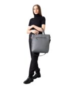 The Poet Grey Leather Tote Bag