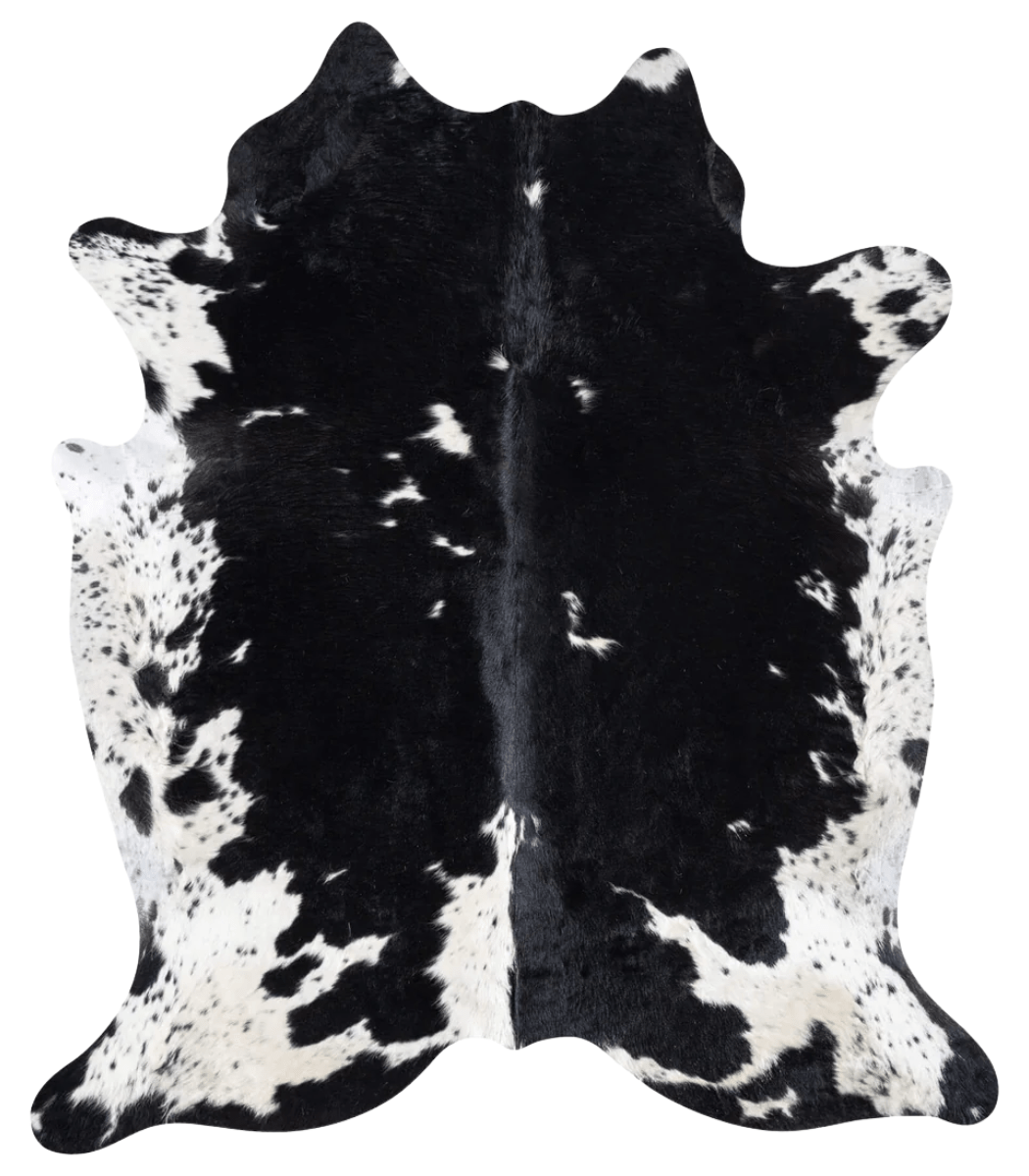1 Black and White Cowhide Rug Size 7'11 L x 6'9 W 9318 - Image 1