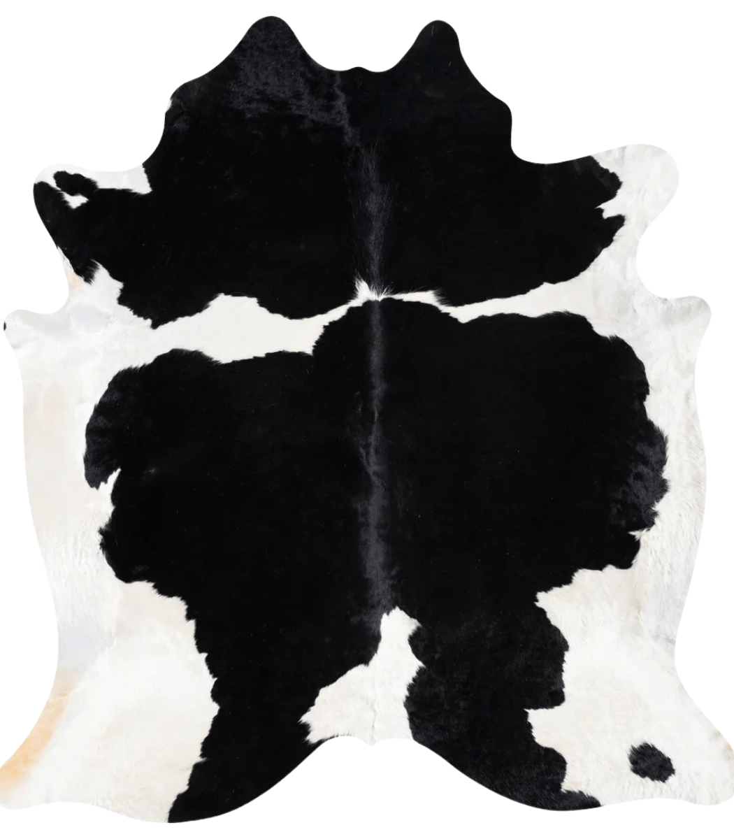 1 Black and White Cowhide Rug Size 7'11 L x 7'4 W 9317 - Image 1