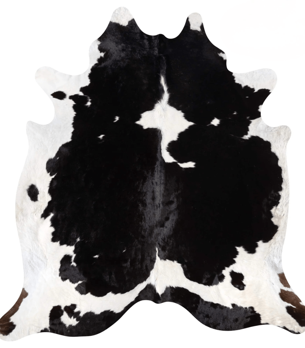 1 Black and White Cowhide Rug Size 8'3 L x 7'7 W 9264 - Image 1