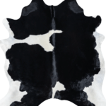 Brazilian Black and White Cowhide Rug Size 6'10 L x 6'8 W 7652