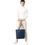 The Poet Midnight Blue Leather Tote Bag