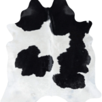 Brazilian Black and White Cowhide Rug Size 7'1 L x 6'5 W 7651