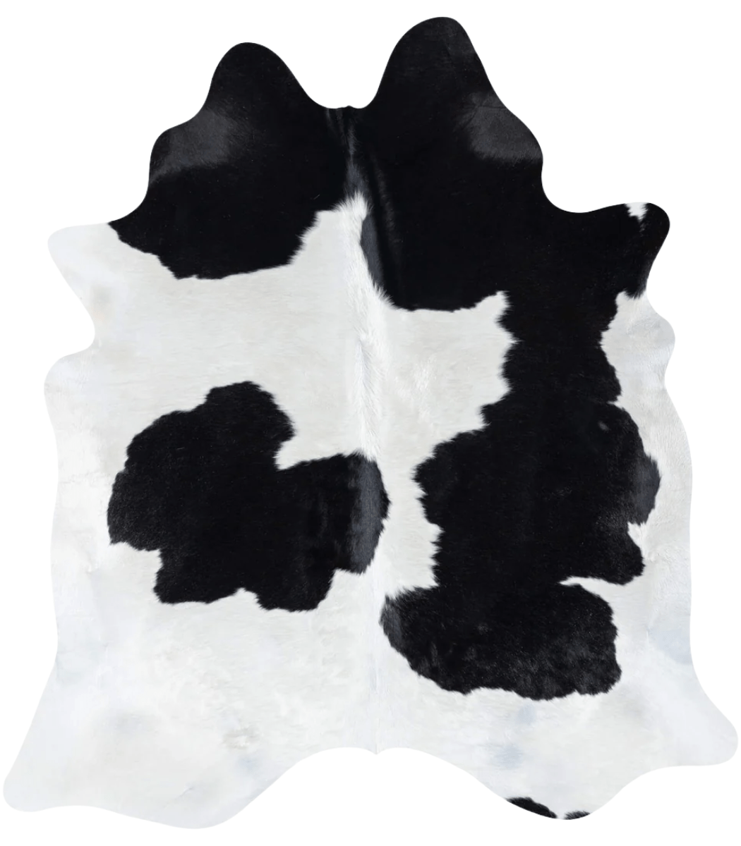 1 Brazilian Black and White Cowhide Rug Size 7'1 L x 6'5 W 7651 - Image 1