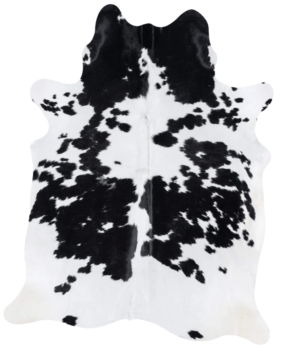 1 Brazilian Black and White Cowhide Rug Size 7'5 L x 6'0 W 7736 - Image 1