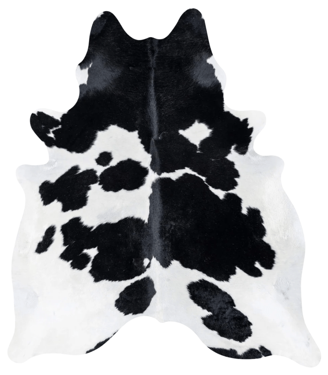 1 Brazilian Black and White Cowhide Rug Size 7'5 L x 6'5 W 7650 - Image 1