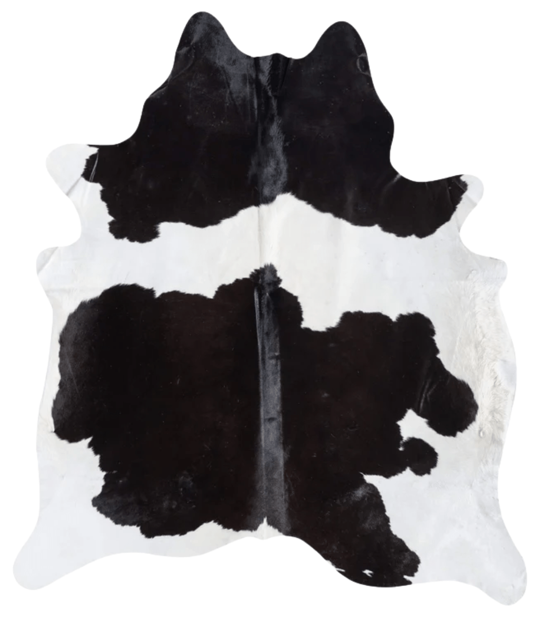 1 Brazilian Black and White Cowhide Rug Size 7'5 L x 6'7 W 8901 - Image 1