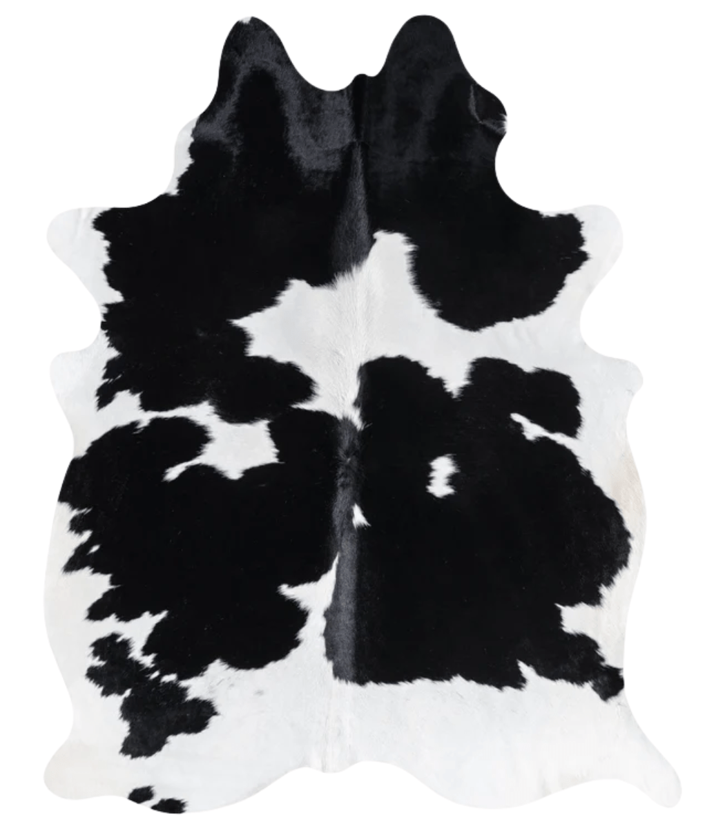 1 Brazilian Black and White Cowhide Rug Size 7'6 L x 6'0 W 8883 - Image 1