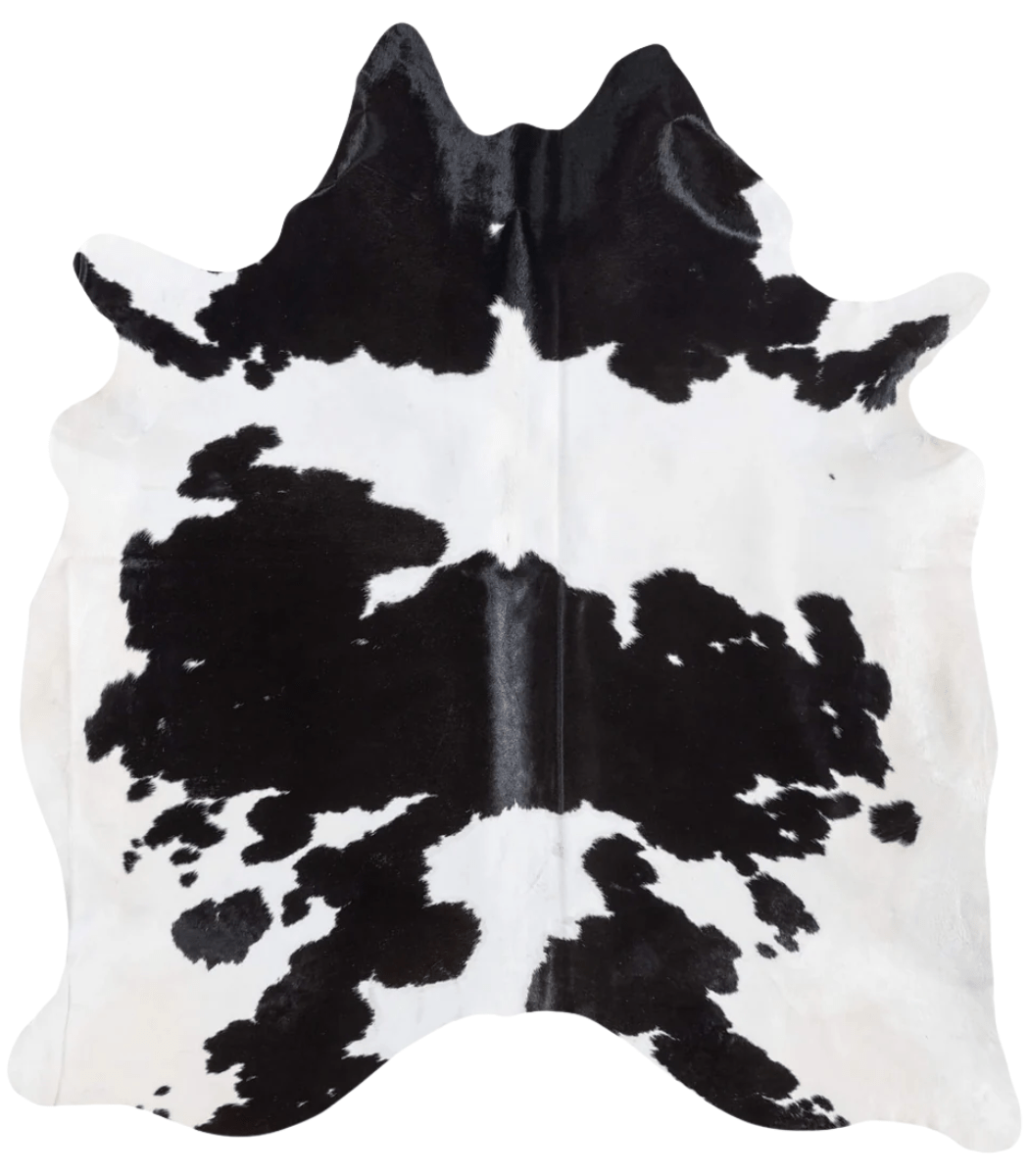 1 Brazilian Black and White Cowhide Rug Size 7'6 L x 6'10 W 8917 - Image 1