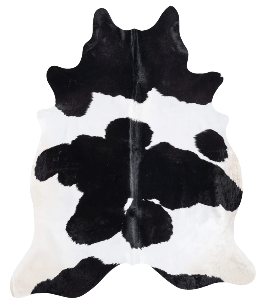1 Brazilian Black and White Cowhide Rug Size 7'6 L x 6'10 W 8917 (1) - Image 1