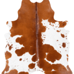 Brazilian Brown and White Cowhide Rug Size 7'3 L x 6'4 W 8315