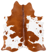 Brazilian Brown and White Cowhide Rug Size 7'3 L x 6'4 W 8315