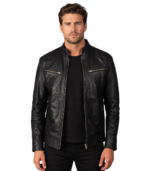 Mack Black Leather Biker Jacket