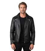 Noah Black Leather Biker Jacket