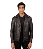 Noah Brown Leather Biker Jacket