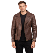 Raiden Brown Leather Biker Jacket