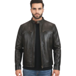 Rustic Black Leather Biker Jacket
