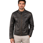 Rustic Brown Leather Biker Jacket