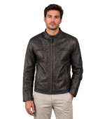 Rustic Brown Leather Biker Jacket