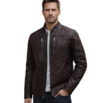Men's Brown Leather Biker Jacket – Storm