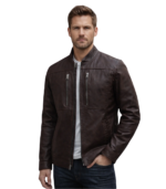 Thunder Storm Brown Biker Leather Jacket