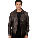 Vincent Brown Leather Biker Jacket