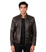 Men's Brown Leather Biker Jacket - Rolf