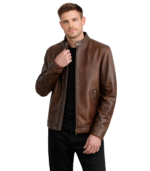 Zen Distressed Brown Leather Biker Jacket