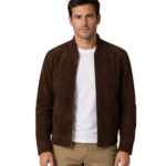 Blain Mocha Suede Bomber Jacket