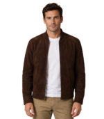 Blain Mocha Suede Bomber Jacket