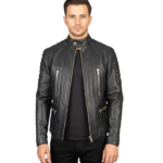 Damian Black Leather Biker Jacket