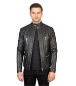 Damian Black Leather Biker Jacket