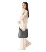 The Stefani Grey Leather Hobo Bag