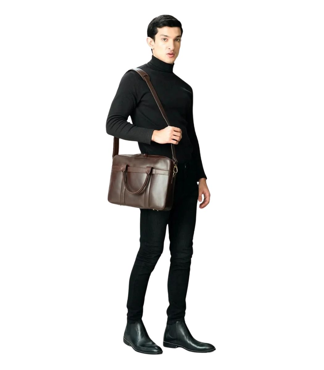 1 The Captain Vintage Brown Leather Briefcase - Image 1