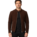 Fernando Quilted Brown Suede Biker Jacket
